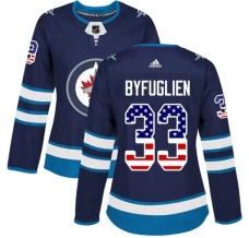 Naisten Winnipeg Jets Dustin Byfuglien 33 Pelipaita USA Flag Fashion Navy Authentic